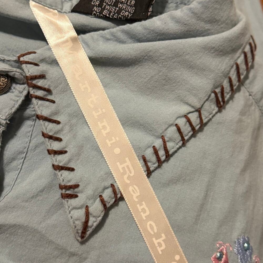 MARTINI RANCH Embroidered Western Button Front Shirt Blue Large  Southwestern - Picture 8 of 8